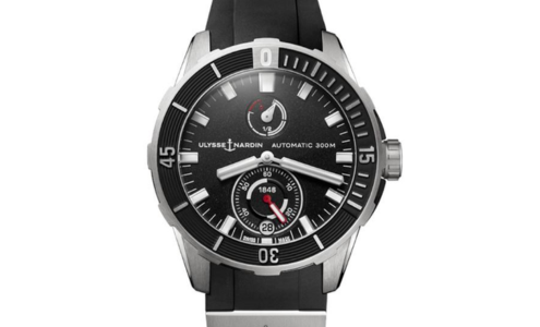 A sporty and sustainable Diver watch from Ulysse Nardin, available at Hing Wa Lee Jewelers.