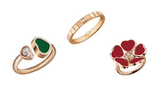 three fashion rings by Chopard