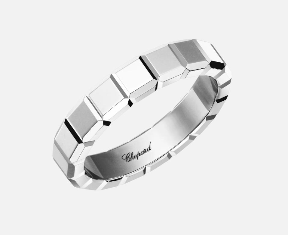 A white gold geometric Chopard ring.