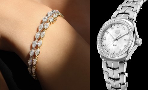a Rahaminov diamond bracelet and TAG Link watch