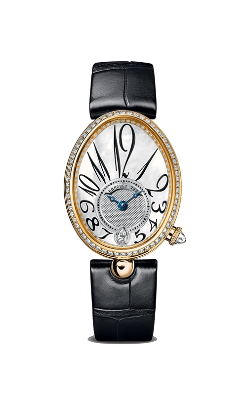 Breguet  18k Yellow Gold  Silver Mother Of Pearl Dial Leather Strap