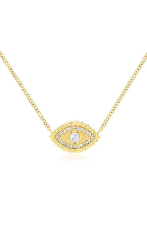 Gold & Diamond Evil Eye Protection Necklace