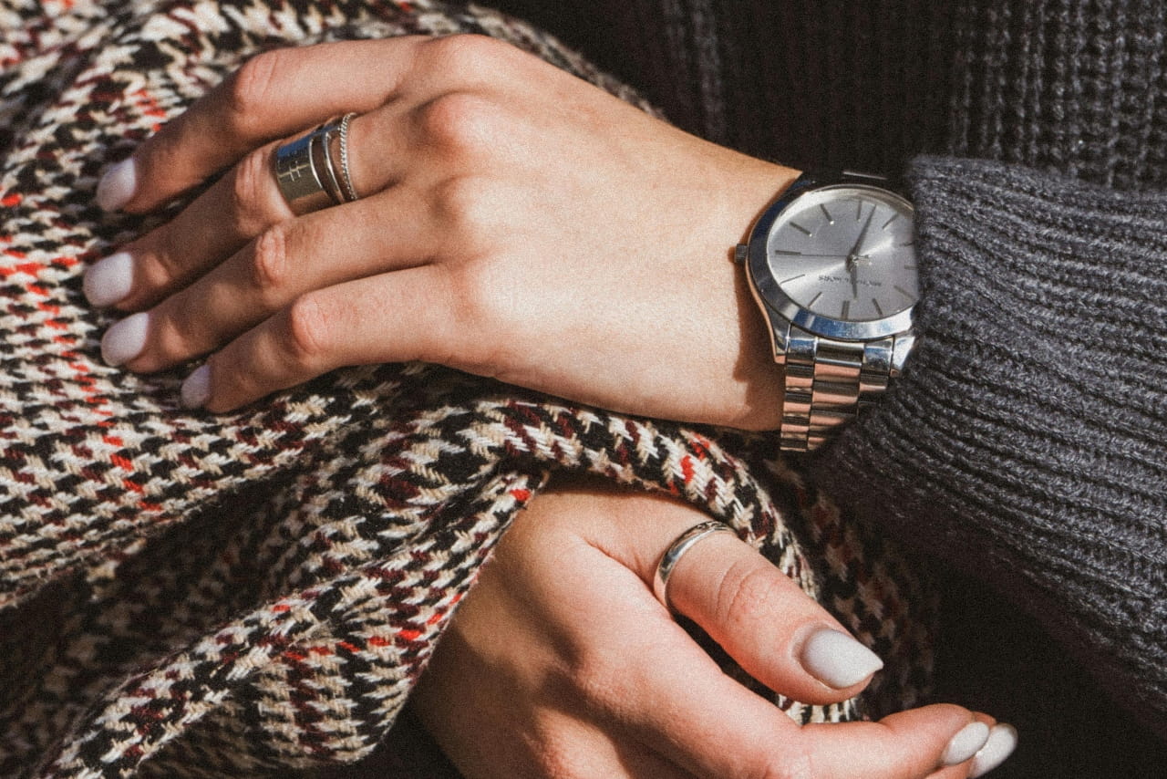 Woman hands wearing watch